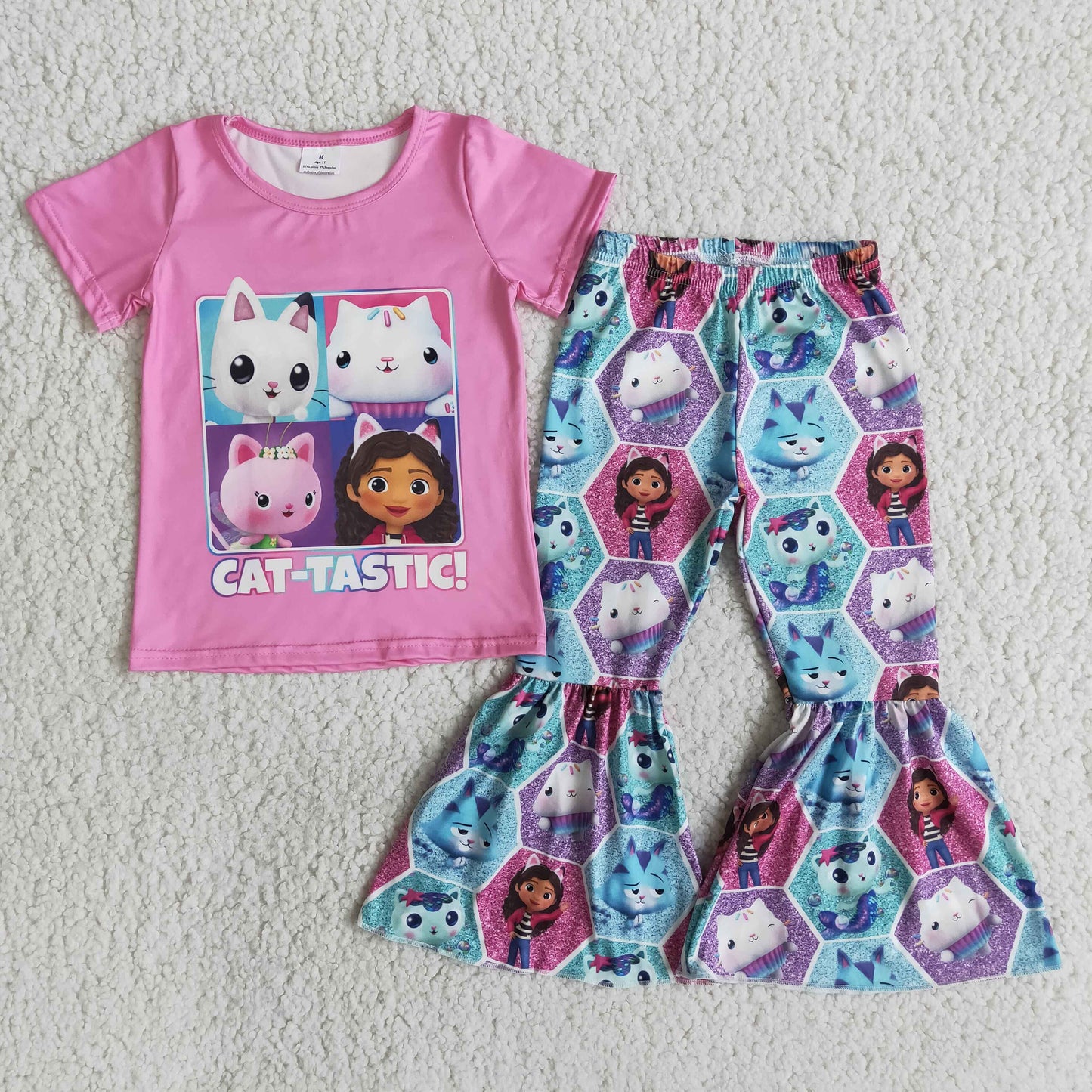 Toddle girls pink cartoon summer outfit