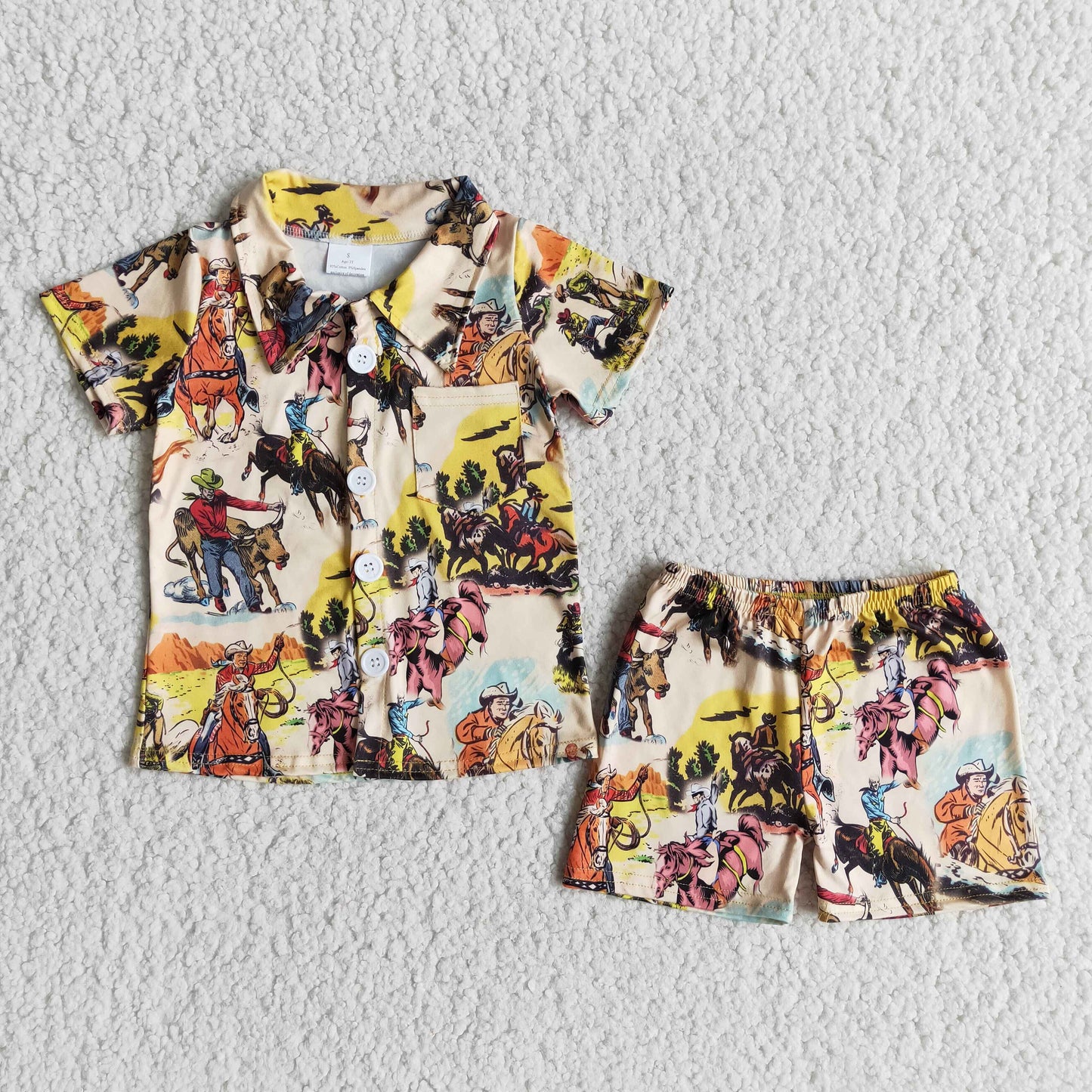 cowboy print short sleeve pajama set