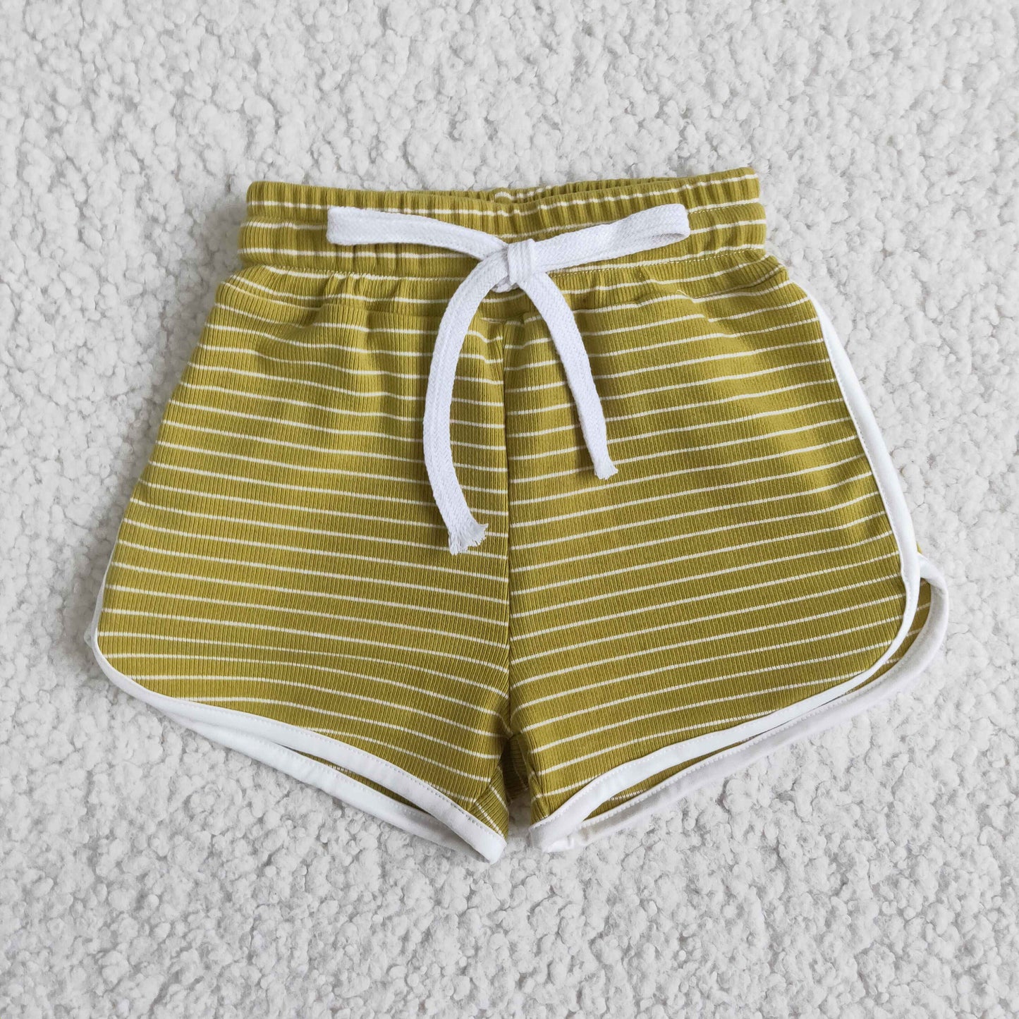 baby girls dark green color stripes summer shorts  B0-30