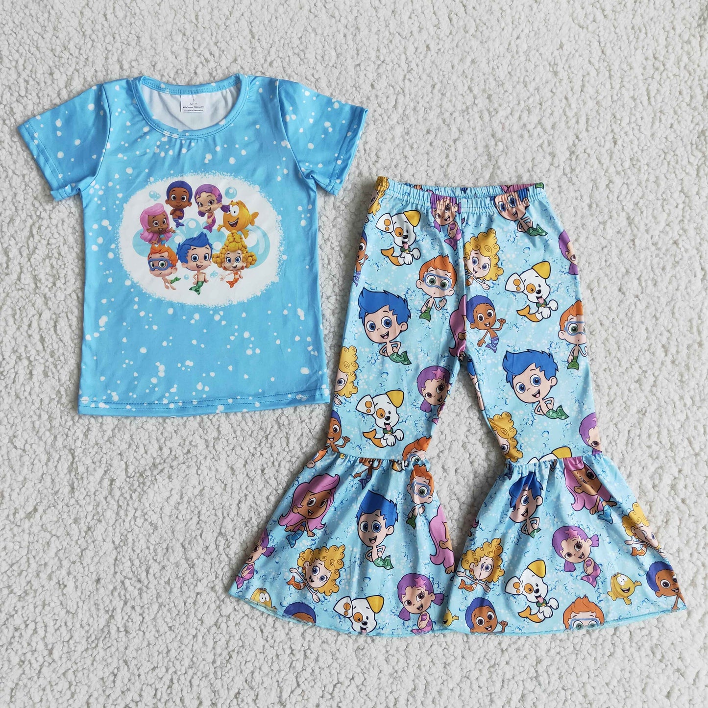 baby girls blue cartoon summer outfit