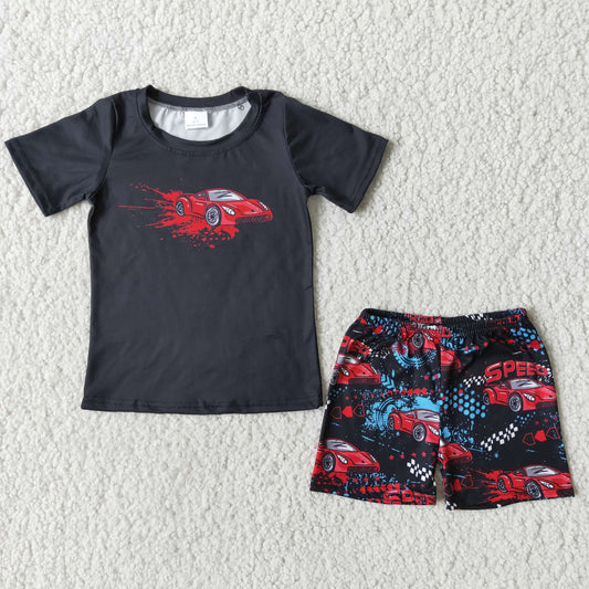 Speed letter boy summer black short set