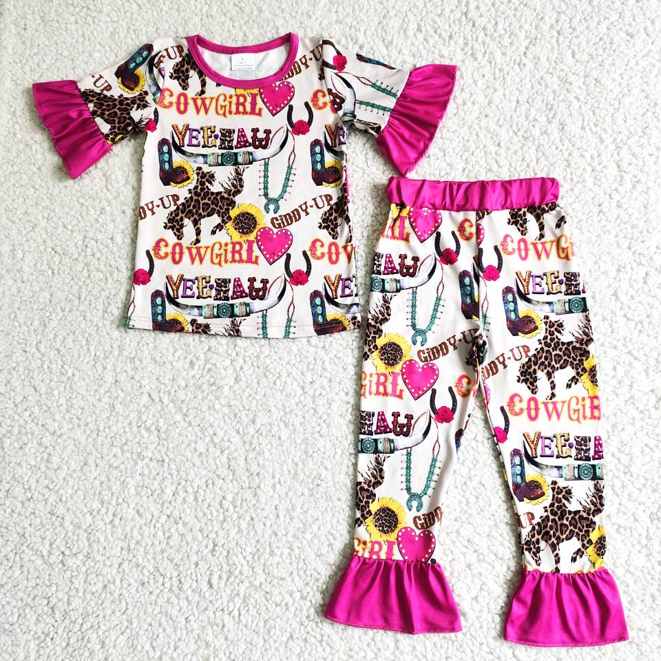 kids girls short sleeve pajama set