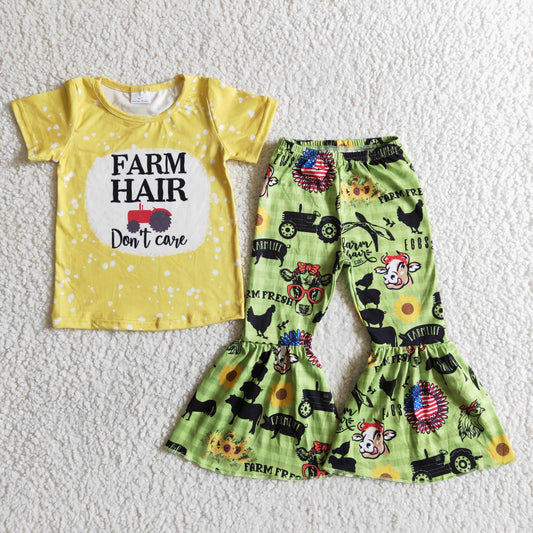 Farm hair dont care baby girls farm outfit B12-28