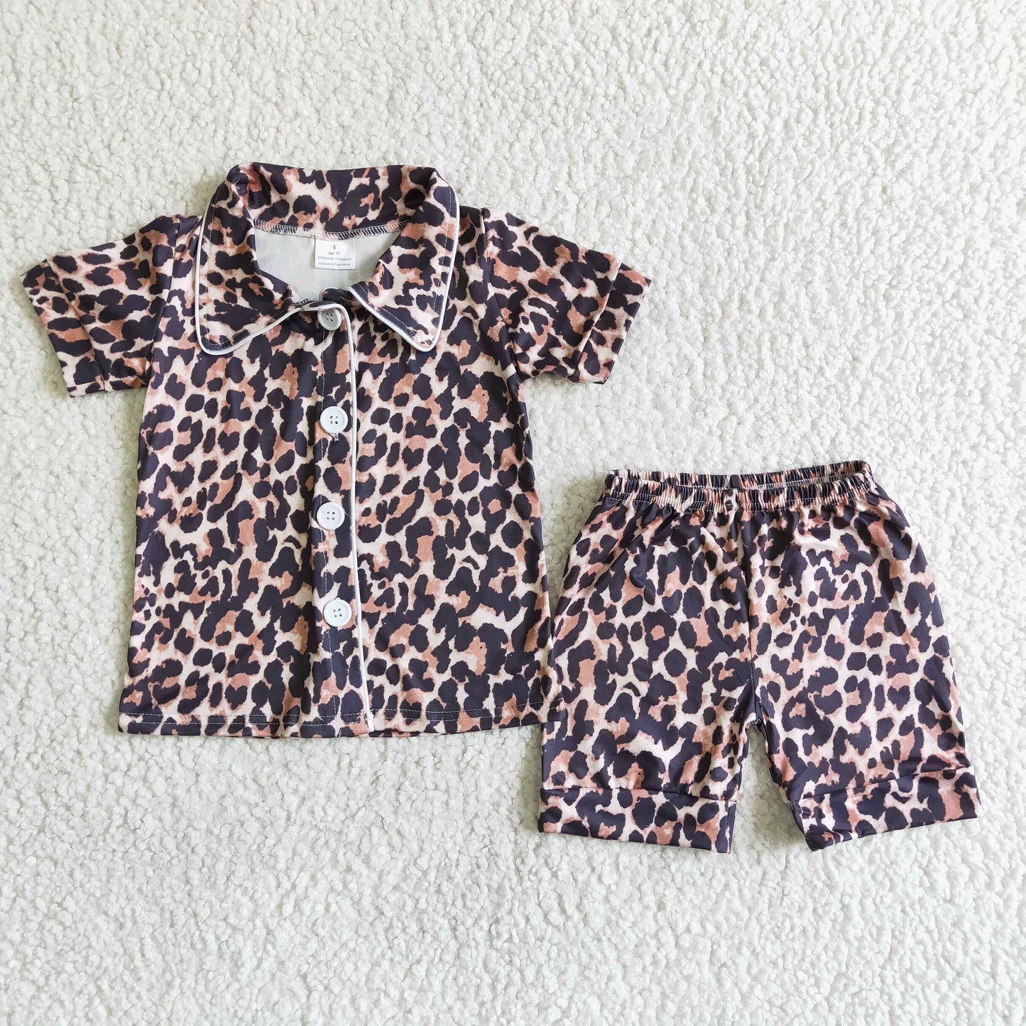 baby girls leopard short pajama set