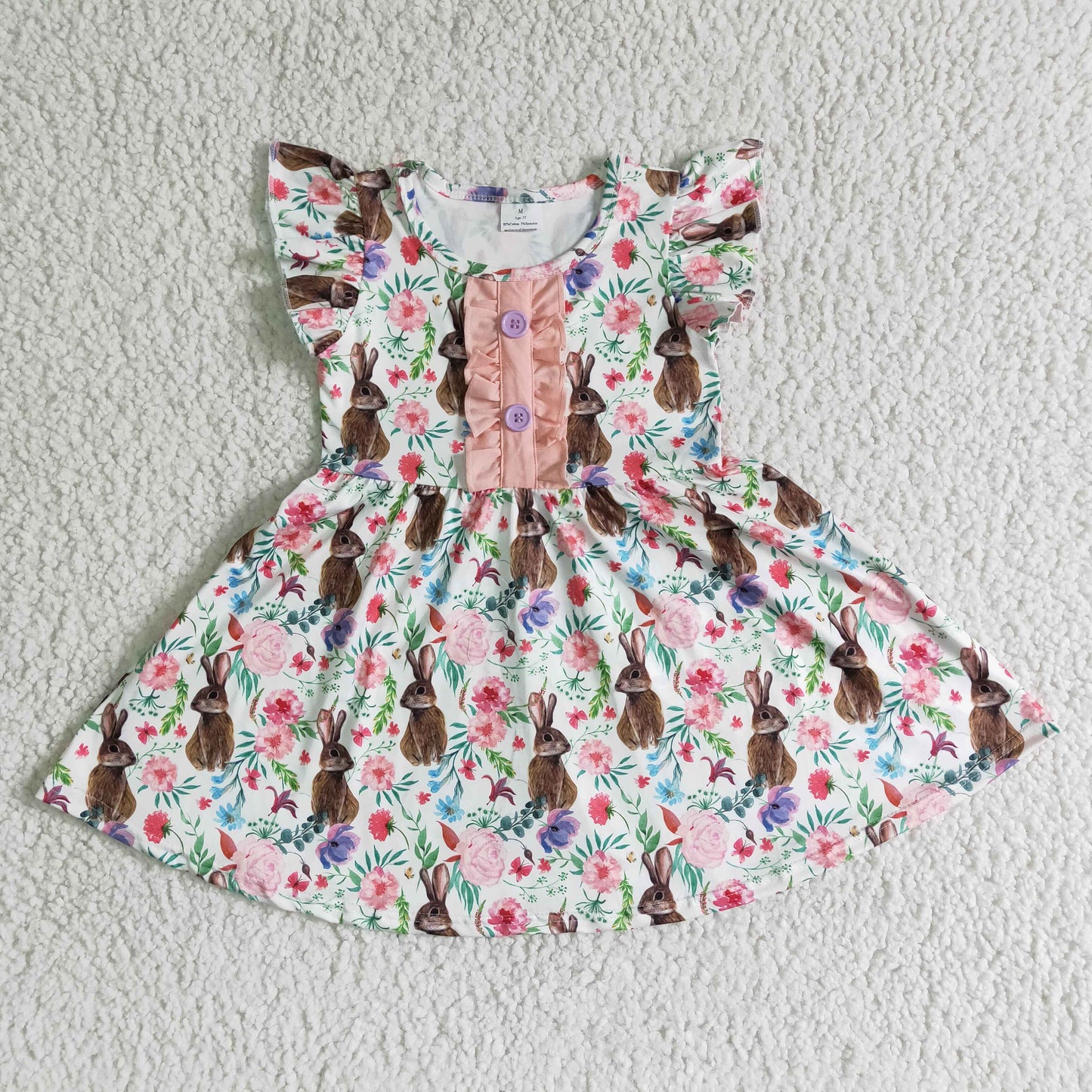 Baby girls short sleeve Easter rabbit dress B11-30