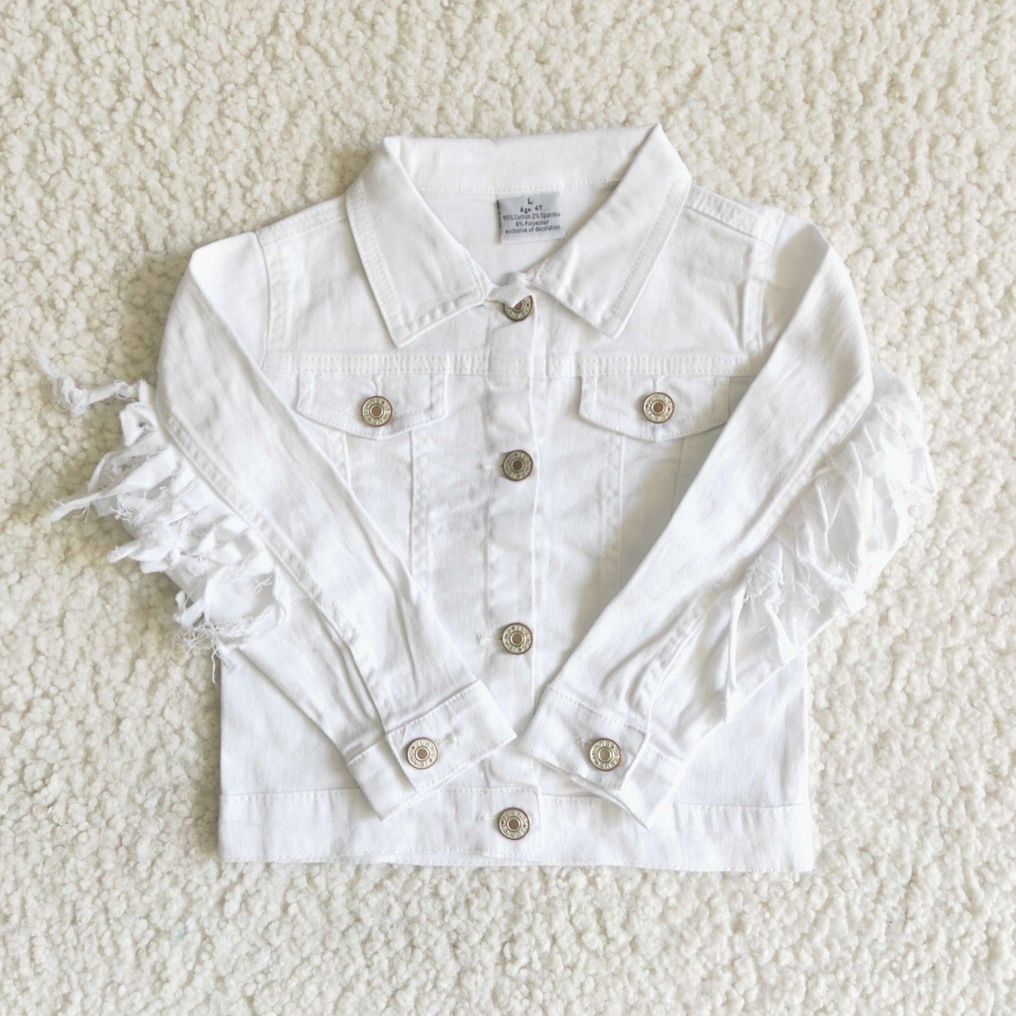 Baby girls long sleeve white denim coat 6 A32-28