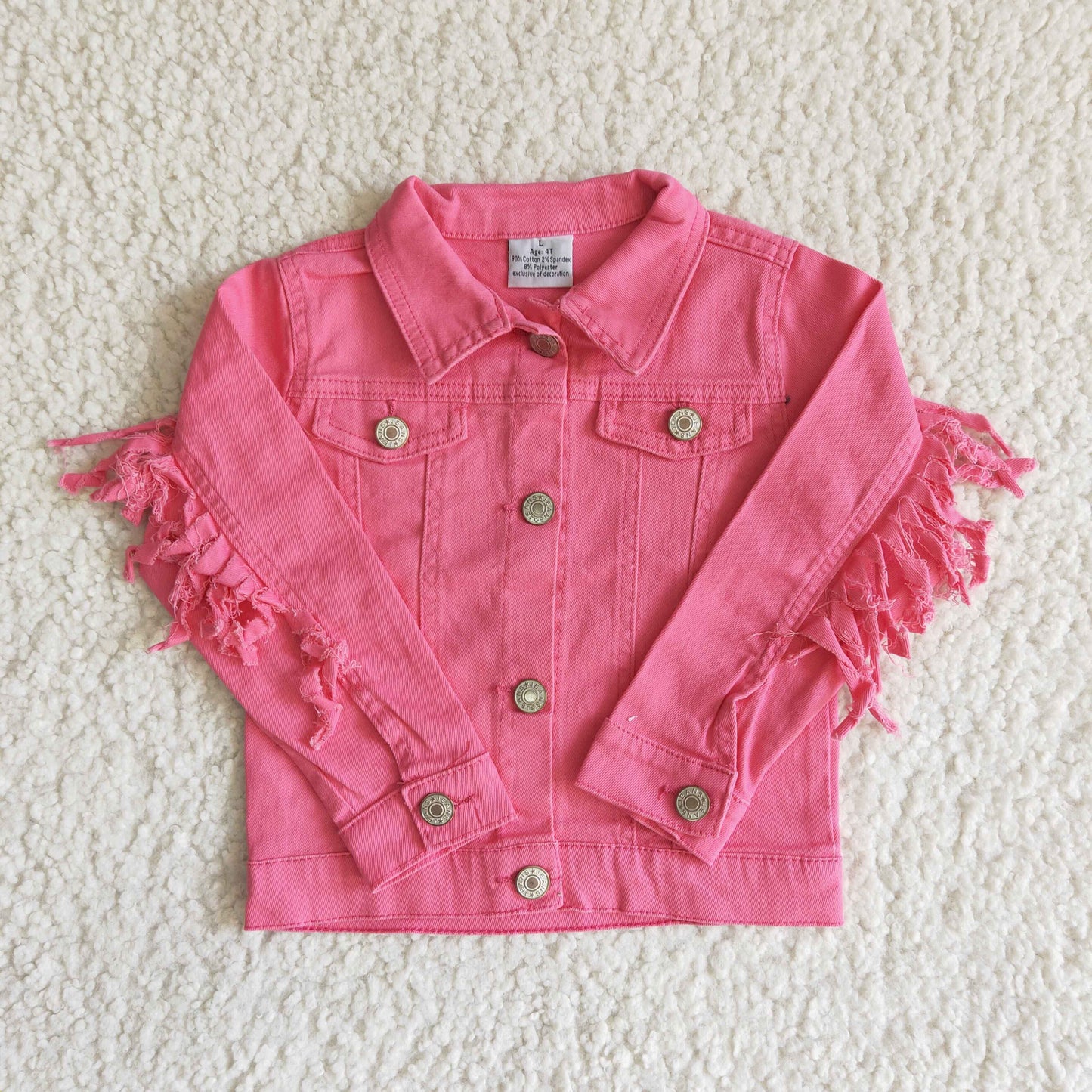 Baby girls long sleeve hot pink denim coat 6 A32-30