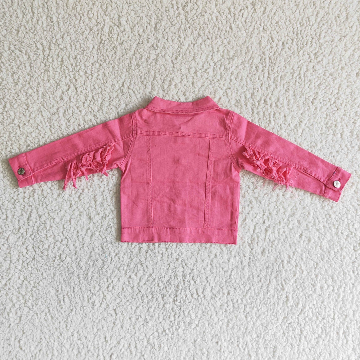 Baby girls long sleeve hot pink denim coat 6 A32-30