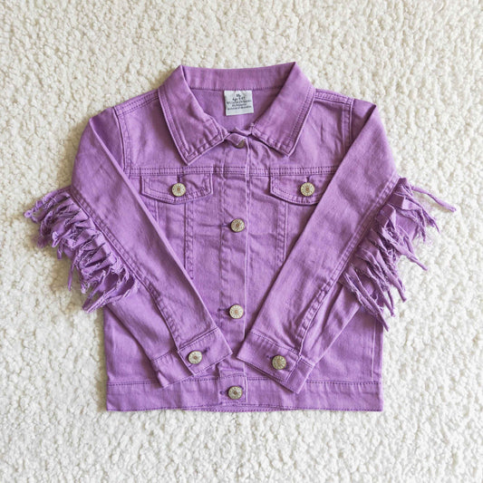 Baby girls long sleeve lavender denim coat 6 A32-19