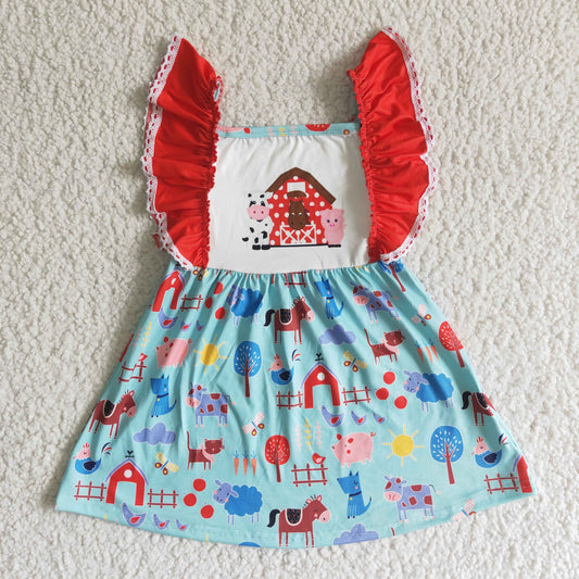 Baby girls farm design spring summer dress A15-4