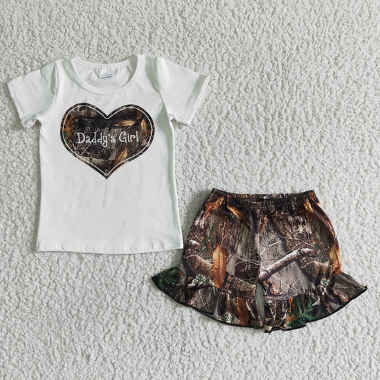 Daddys girl baby girls short sleeve camo outfit  GSSO0004