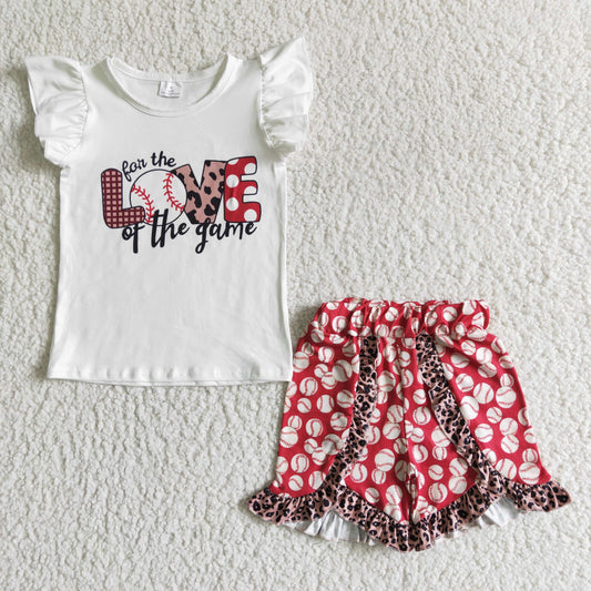 Baby girls baseball design summer short outfit GSSO0008