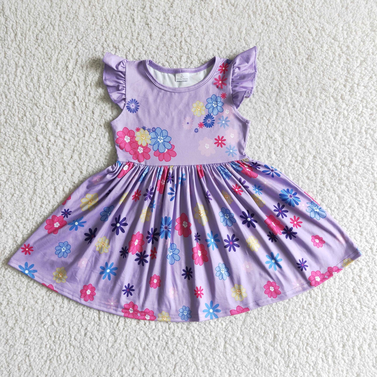 Infant baby girls purple flower dress children summer dress GSD0003