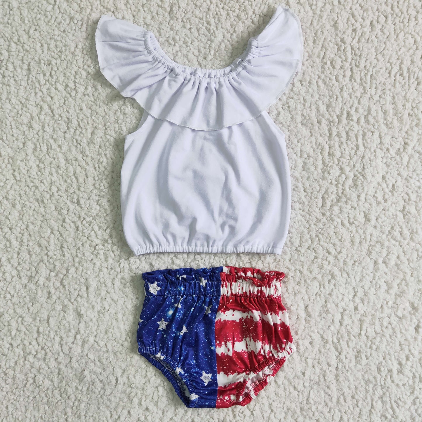 Infant toddle girls July 4th bummie set NC0001