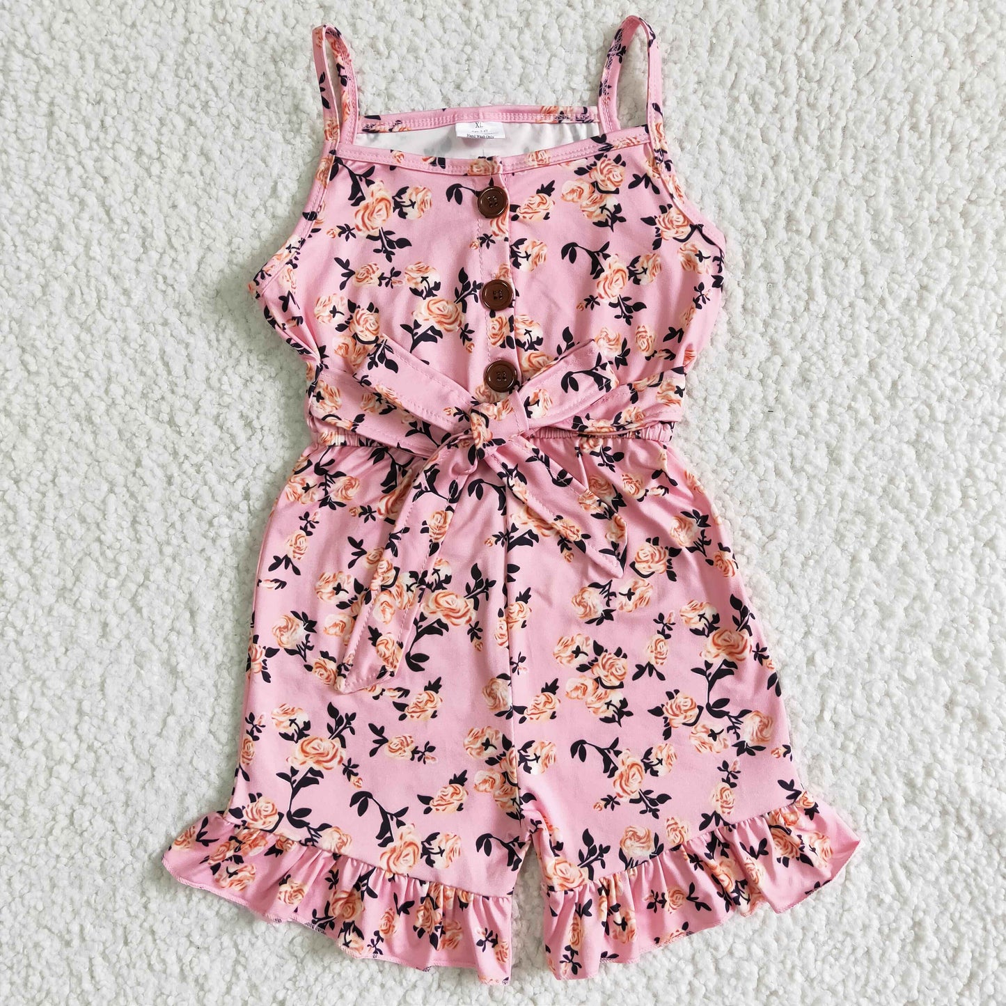 baby girls pink floral print one pc jumpsuit SR0003