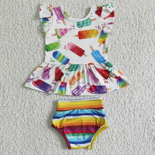 Baby girls summer Popsicles bummie set  GBO0013