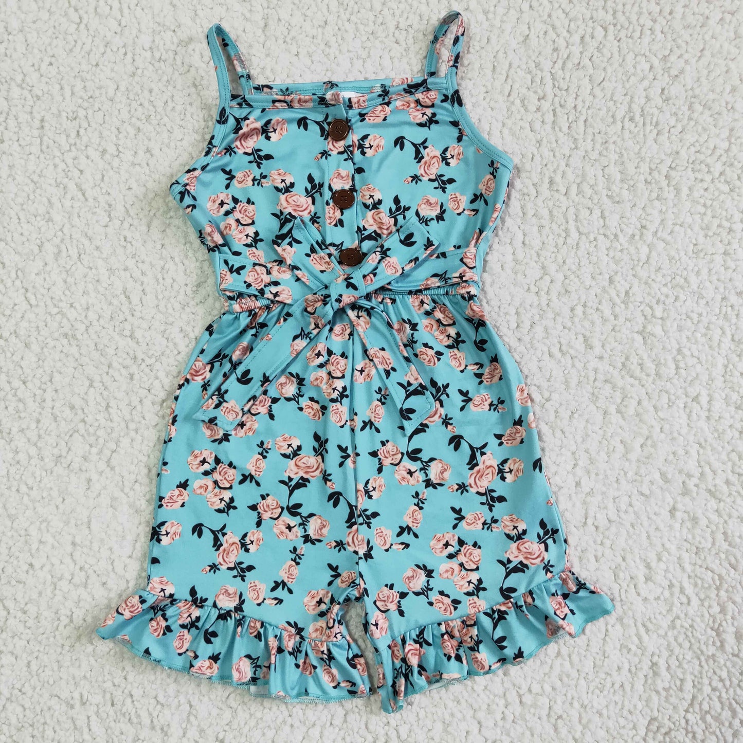 baby girls floral print jumpsuit with sash SR0002