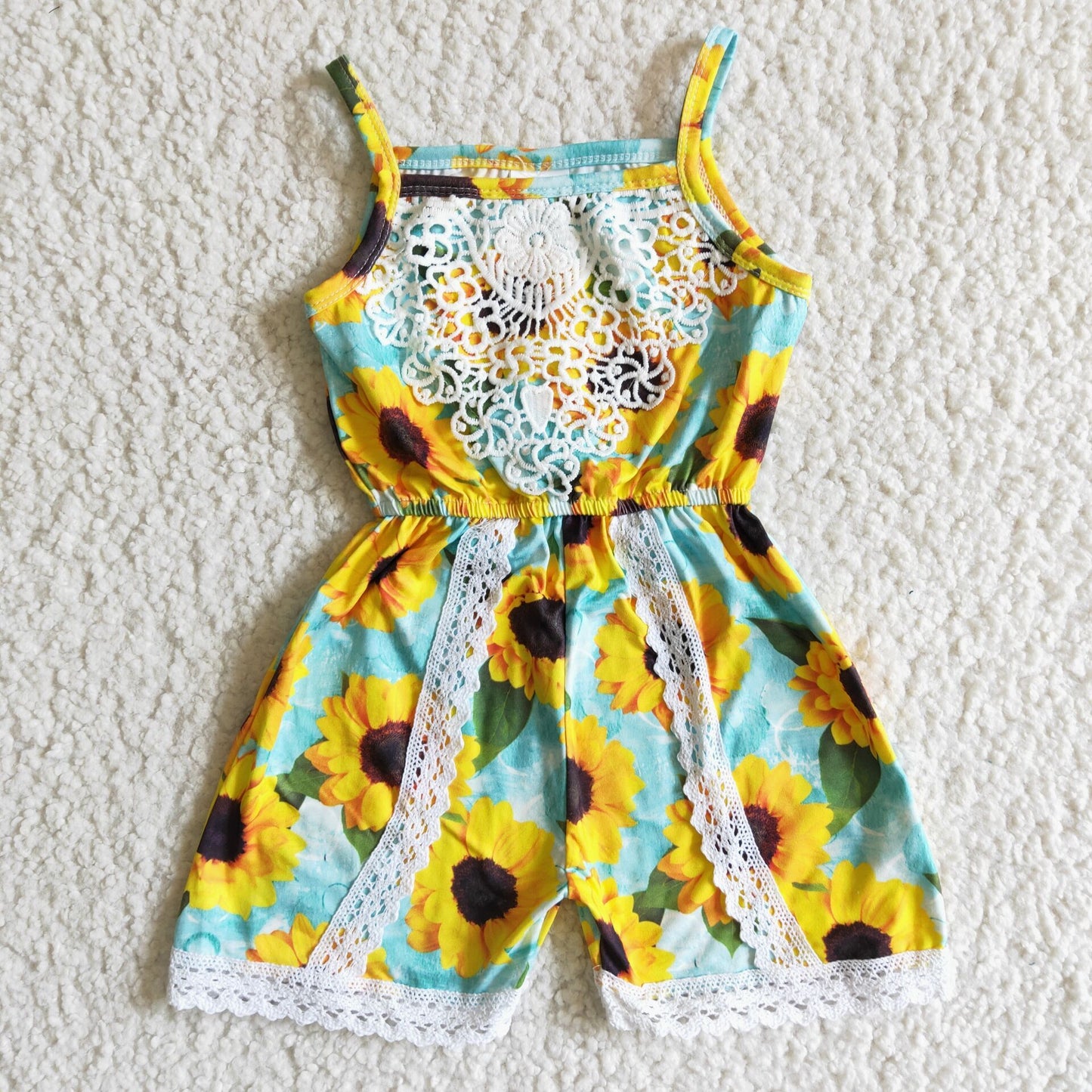 Infant baby girls sunflower print jumpsuit