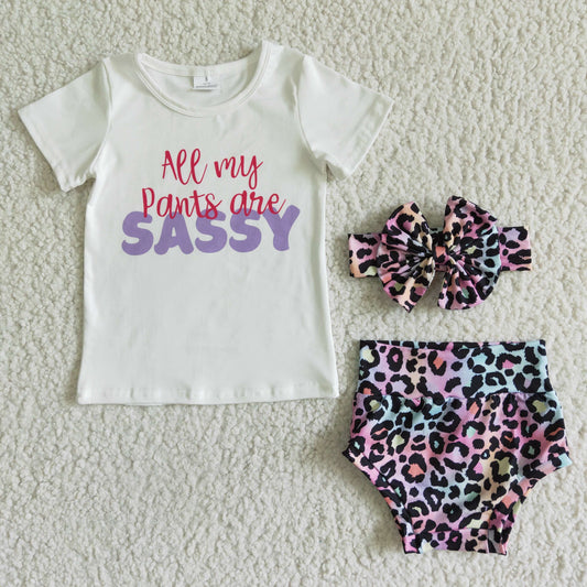 All my pants are sassy girls summer bummie set with headband