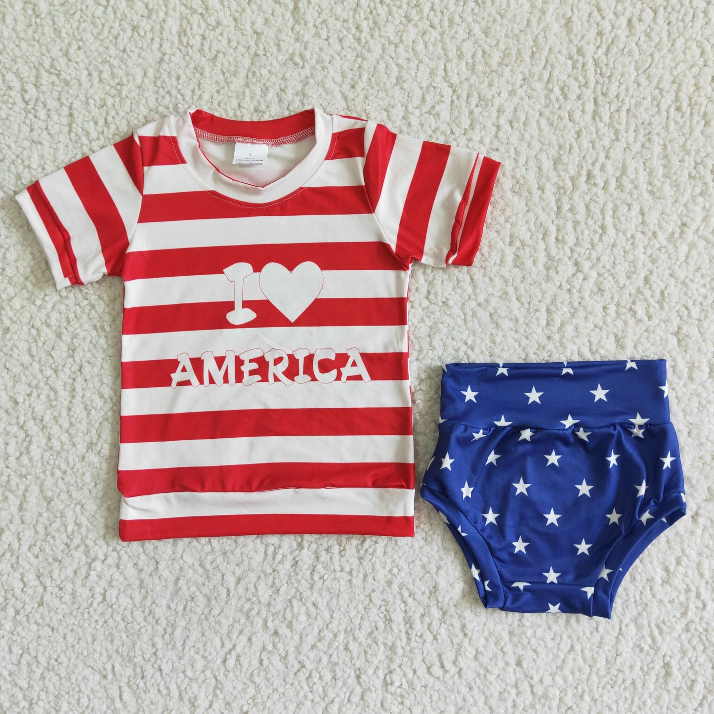 I love America toddle girls July 4th summer bummies set with headband
