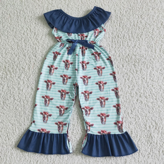 baby girls cow print jumpsuit