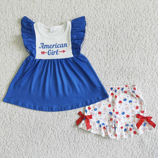 American girl July 4th patriotic clothing set