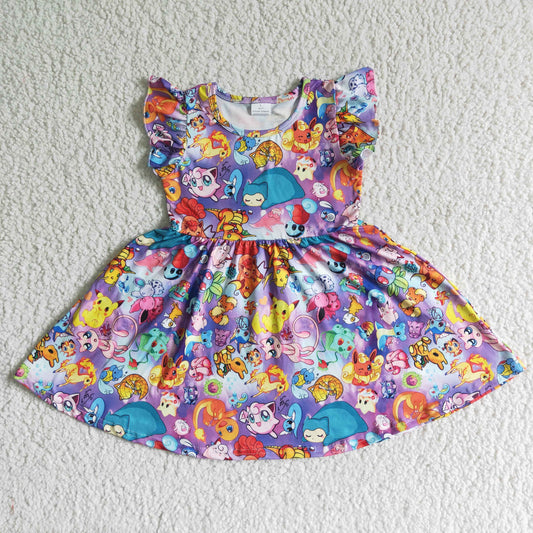 Baby girls flutter sleeve cartoon dress