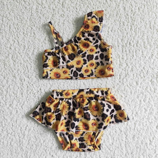 infant toddle girls sunflower leopard bathing suit