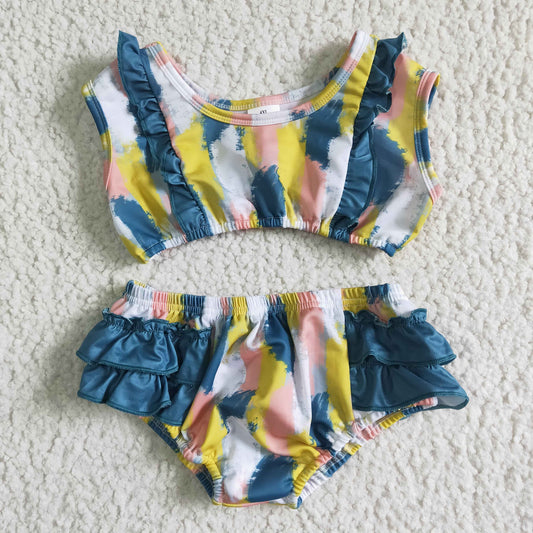 baby girls rainbow color 2pcs summer bathing suit