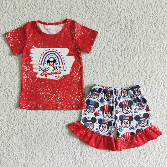 Toddle girls July 4th cartoon outfit