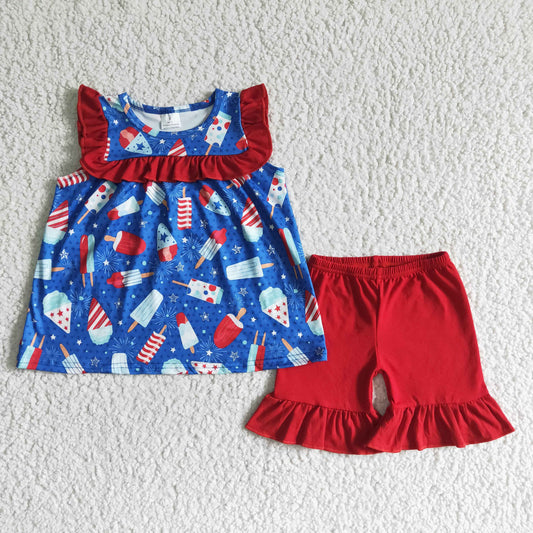 Kids girls July 4th short sleeve summer outfit