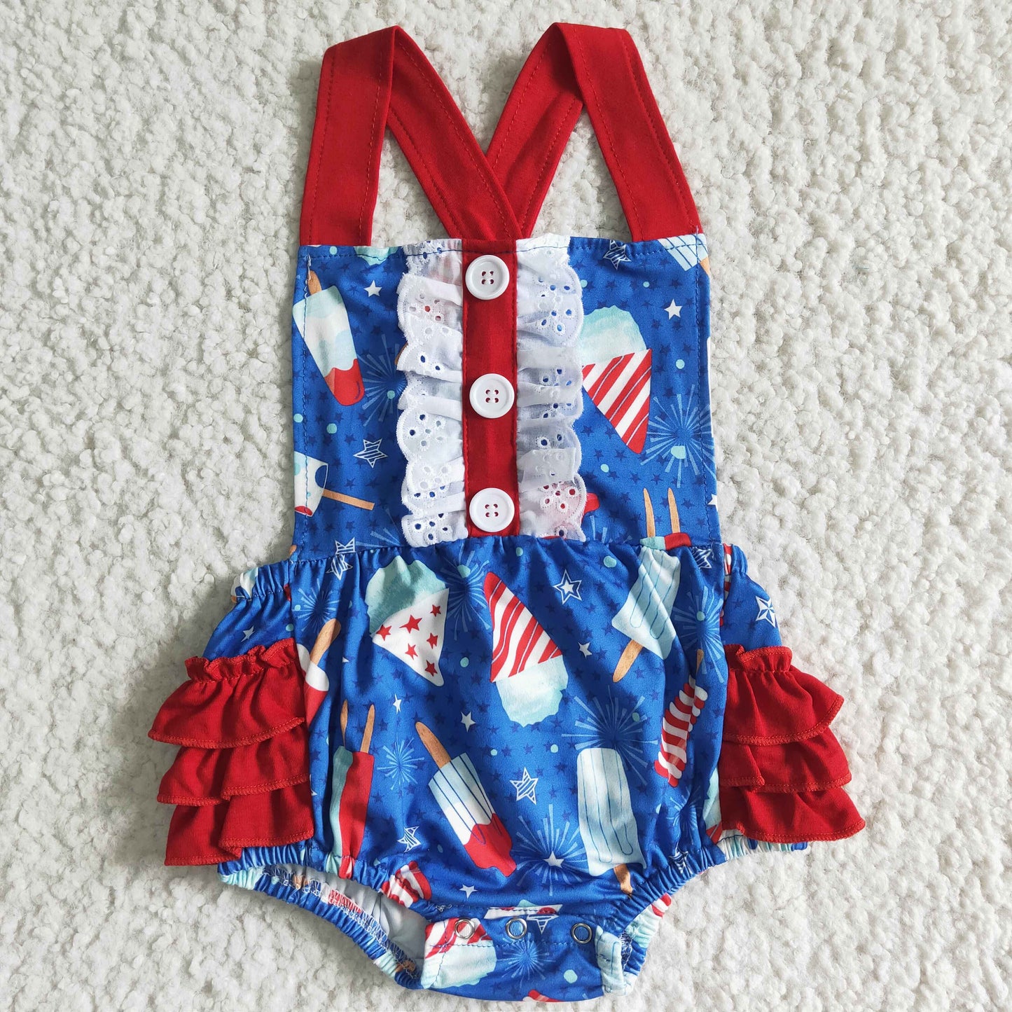 Infant toddle girls July 4th popsicle romper