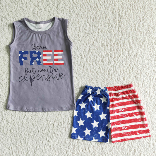 Born free Boys July 4th 2pcs clothing set