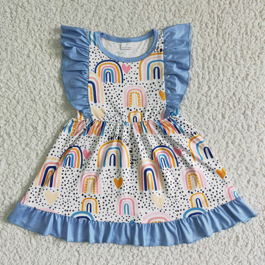 Infant baby girls rainbow print dress