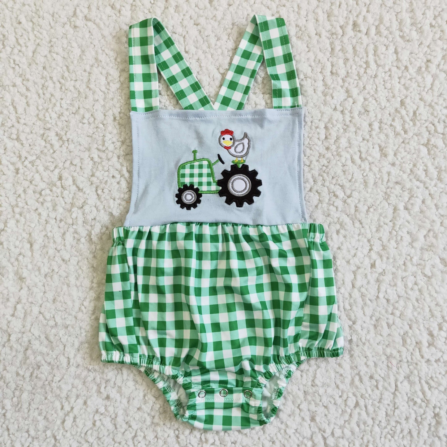 Infant baby girls embroidery farm print romper