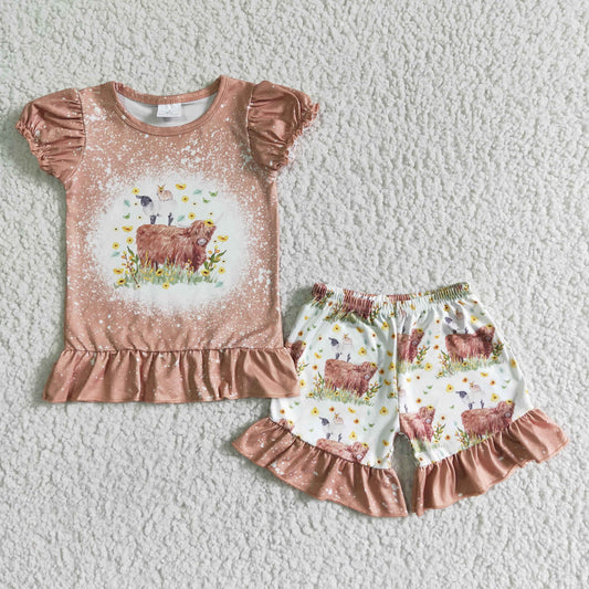 kids highland cow summer outfit