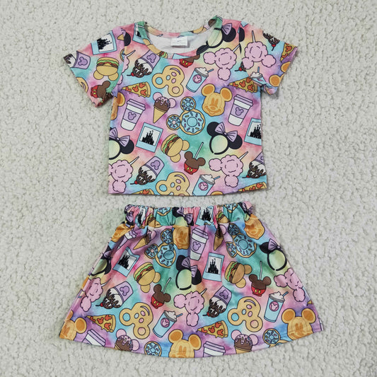 Infant toddle girls short sleeve cartoon outfit