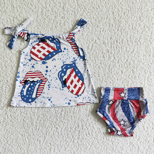 Toddle girls Forth of July bummies set