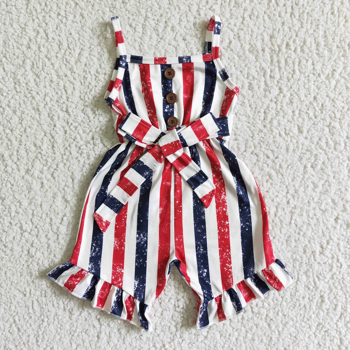 Infant baby girls July 4th stripes jumpsuit