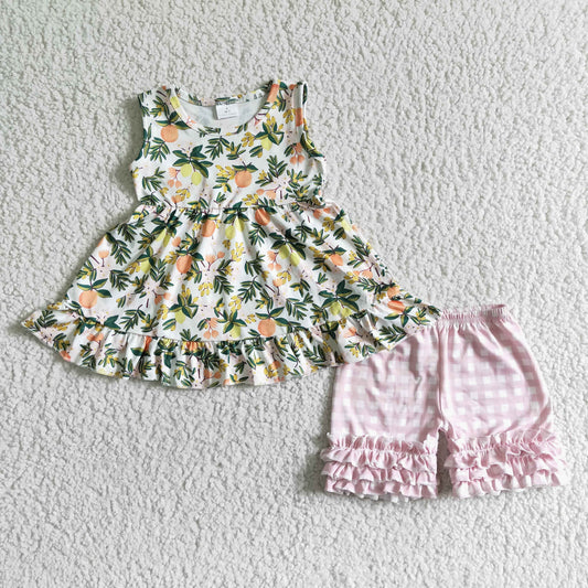 baby girls peach print summer outfit