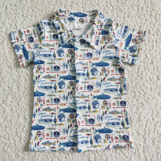 boys button up fishing shirt