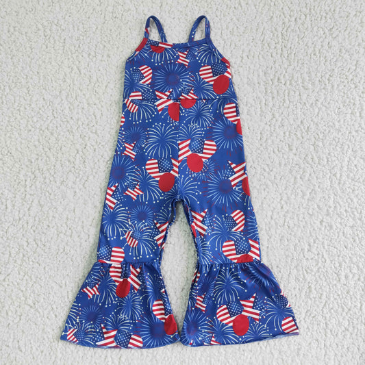 baby girls flag  July 4th jumpsuit