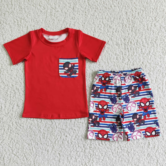 kids boys red cartoon clothing