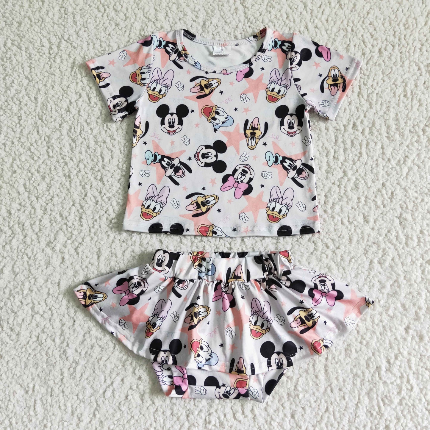 toddle girls cartoon bummies set