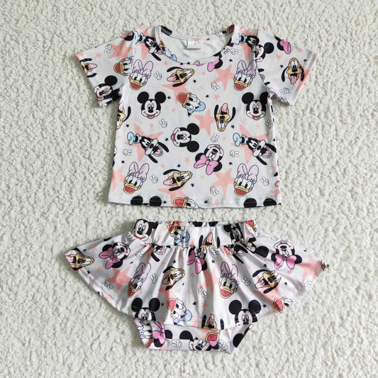 toddle girls cartoon bummies set