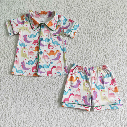 Dinosaur short sleeve pajama set