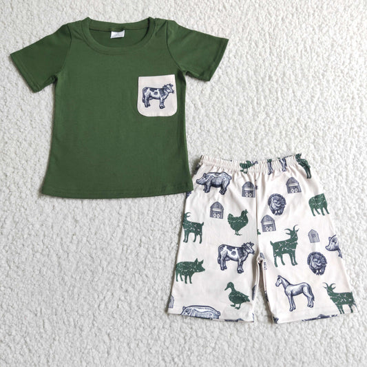 baby boys farm print short sleeve summer outfit