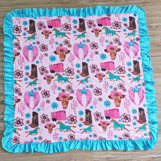 Western cow design fleece blanket