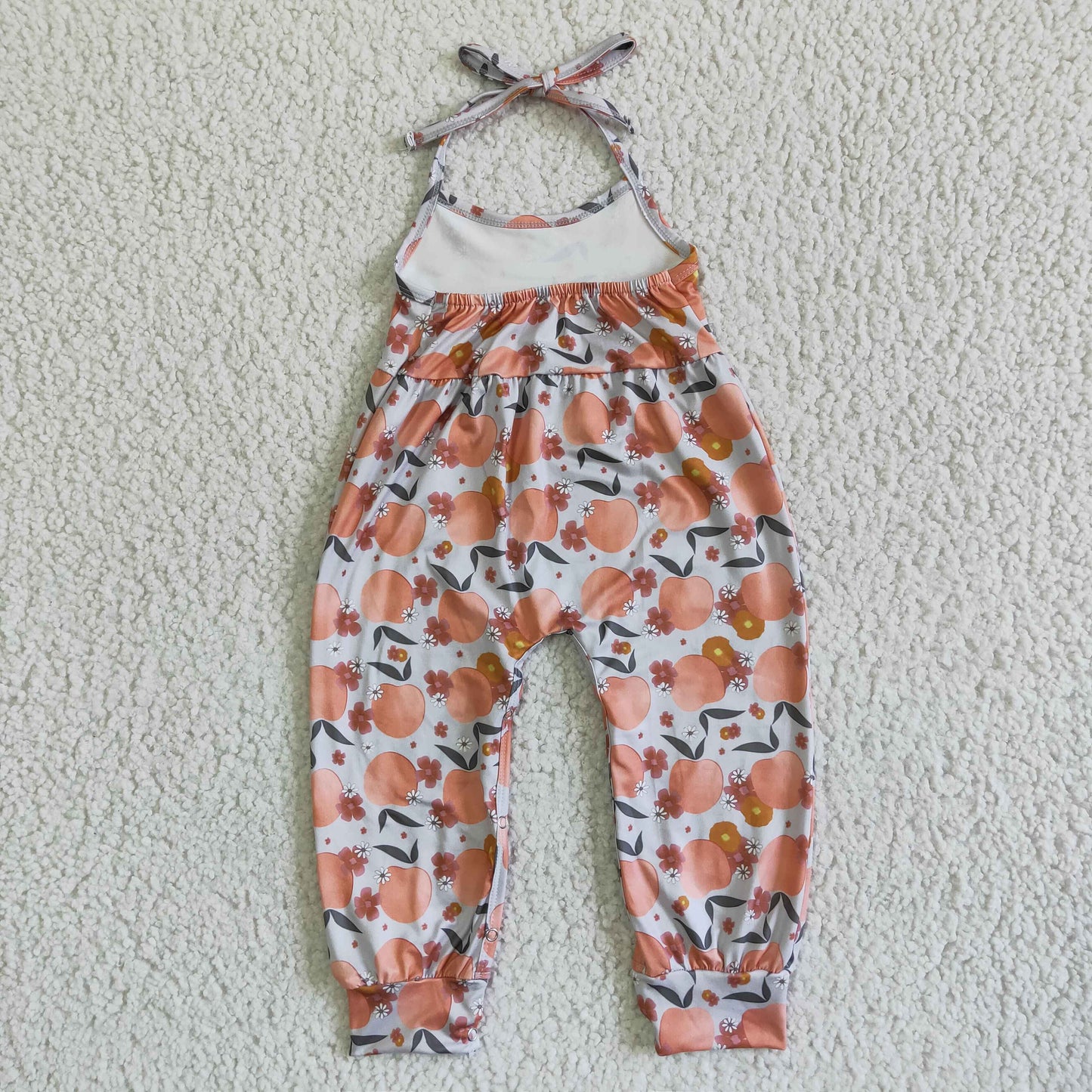 Peach print summer halter jumpsuit