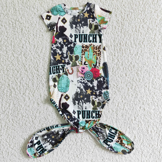 flower cactus print newborn gown